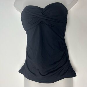 Anne Cole Black Sleeveless Tankini Swim Top Gold Label Small